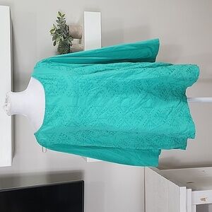 Gap Green Eyelet 3/4 Sleeve Top